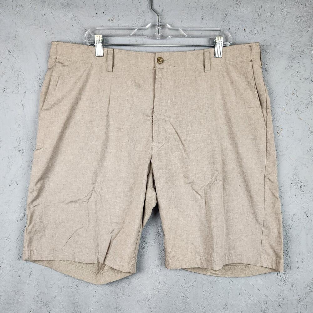 PGA Tour Shorts Mens 40 Beige Khaki Flat Front Golf Casual Lightweight Chino